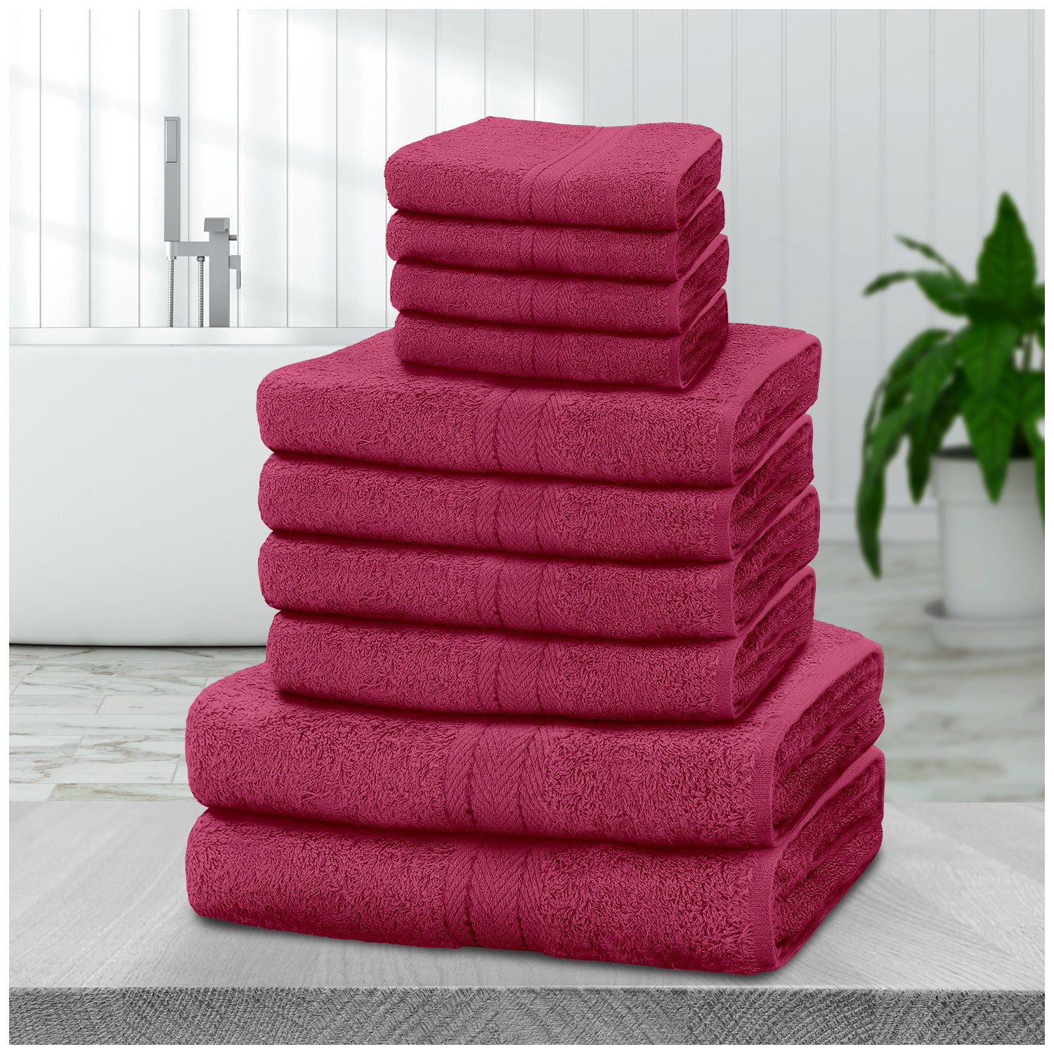 10pcs Towel Bale Set | Luxurious 100% Cotton Towels Family Pack | Quick-Drying, Highly Absorbent & Ultra-Soft Fabric | Includes 4 Face Towels, 4 Hand Towels, 2 Bath Towels | Available in 16 Elegant Colours | Ideal for Home, Gym, Spa, or Beach Use | Durabl
