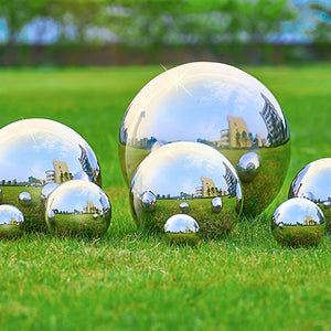 6pcs, Stainless Steel Gazing Ball, 32-120mm Mirror Polished Hollow Ball Reflective Garden Sphere, Floating Pond Balls Seamless Gazing Globe,