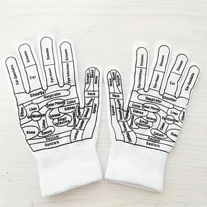 1 Dual Finger Pressure Reflexology Gloves, Hand Spa Reflexology Tool, Massage Hand Spa Reflexology Tool with English Acupuncture Points Chart for Men And Women Chinese Medicine Joints Muscle Soothing, Hand Drawing Acupuncture Guide, Massage Tool