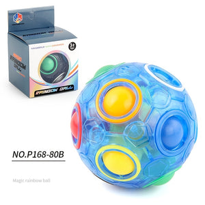 1pc Rainbow Puzzle Ball Fidget Ball, Decompression Stress Relief Fidget Toy For Adults Kids, 12-hole Mixed Color Magic Ball Toy