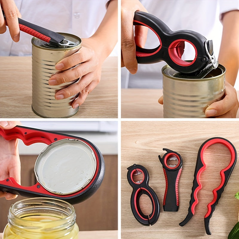 1pc, Bottle Oponer, 5in1 Multi-Function Bottle Jar Opener, Can Container Opener, Twist Anti-Slip Lid Opener Tool, Jar Opener For Weak Hands,