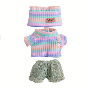 17cm Labubu Doll Clothes For With 3 Outfits - Stylish Fisherman Hat & Sweaters & Pants Or Skirt Set For 17cm Dolls, Adorable BuLabu Accessories For Play & Display (Not Included Shoes & Doll)
