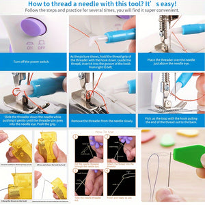 5pcs Automatic Sewing Needle Threader With Square Shaped Needle For Stitching And Sewing Color Random