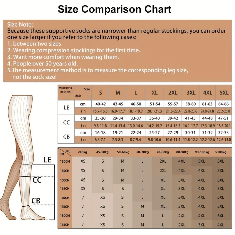 Second Level Compression Socks with Open Toe, Calf Slimming Tights, Plus Size S-5XL, Sports and Travel Care Socks for Long Standing