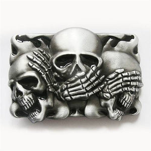 Western Men Zinc alloy Leather Belt Buckle Black Flame Shy Skulls Shape Pattern US Local Shipping