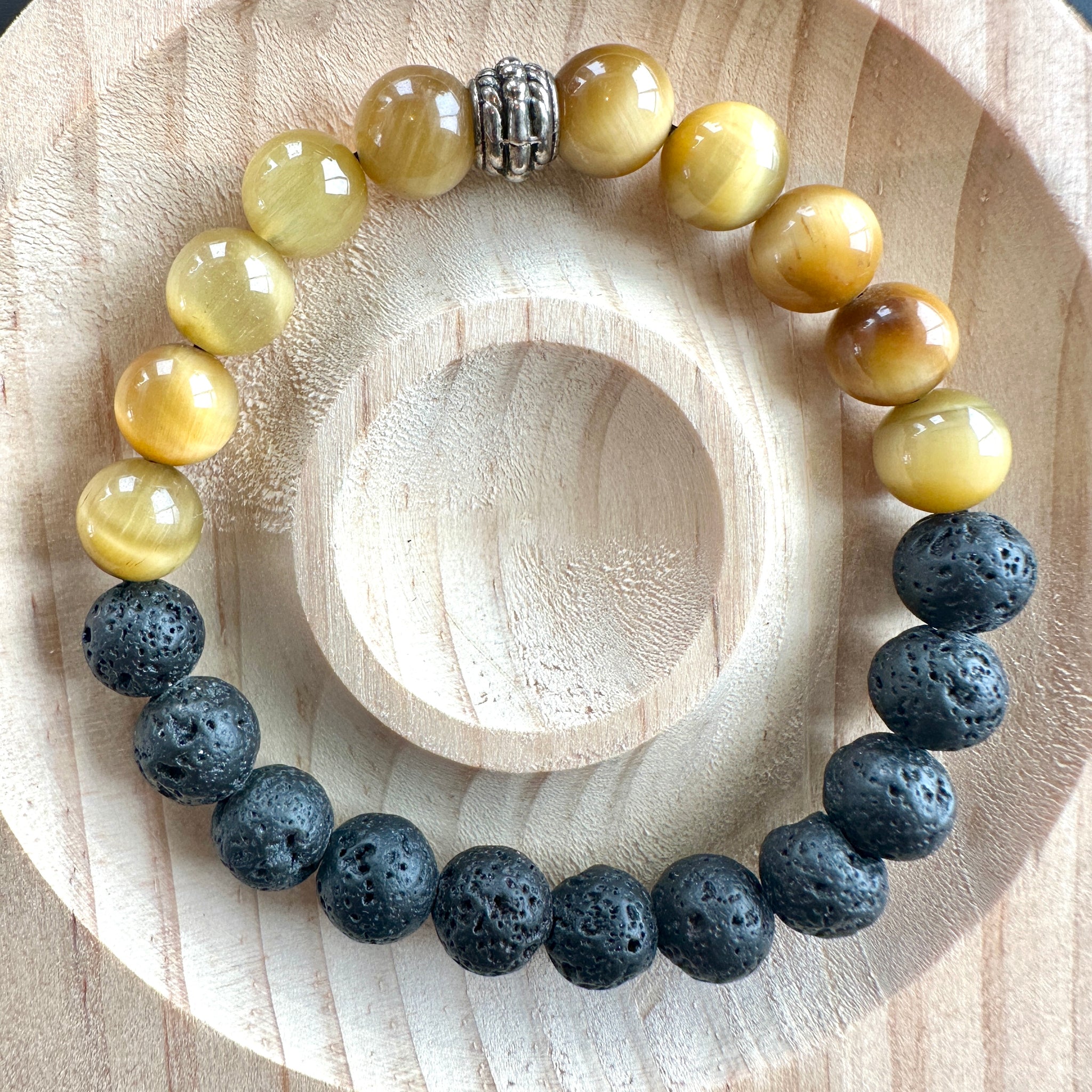 Hand Made Tigers eye with Lava Stone Bracelet Crystal Bracelet Healing Bracelets Crystal Gifts