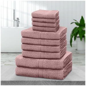10pcs Towel Bale Set | Luxurious 100% Cotton Towels Family Pack | Quick-Drying, Highly Absorbent & Ultra-Soft Fabric | Includes 4 Face Towels, 4 Hand Towels, 2 Bath Towels | Available in 16 Elegant Colours | Ideal for Home, Gym, Spa, or Beach Use | Durabl