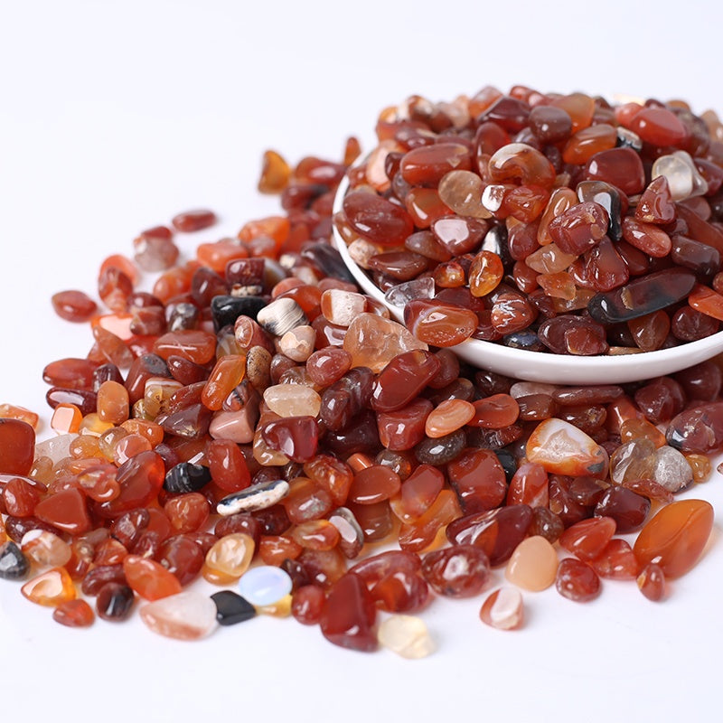 200g Natural Crystal Gravel Red Agate Crushed Tumbled Stone for Decorative