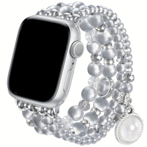 V-MORO 2024 Boho Bracelet Pearl Bracelet Bands Compatible with Apple Wath Bands 38mm 40mm 41mm 42mm 44mm 45mm Women, Natural Pearl Beaded Charms Pretty Straps Dressy Designer Jewelry Stretchy iWatch Bands for Series 10 9 8 7 6 5 4 3 2 1 SE