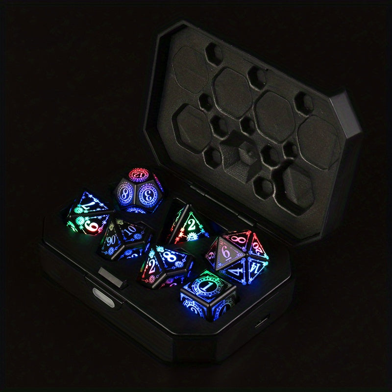 7pcs Rechargeable LED Dice Set - Illuminate Your Board Game Nights!