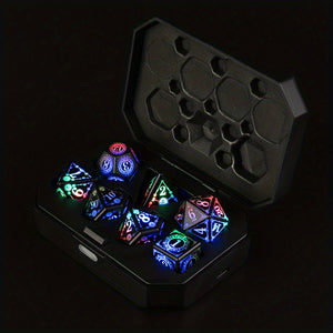 7pcs Rechargeable LED Dice Set - Illuminate Your Board Game Nights!