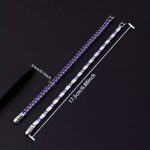 2pcs Trendy Shiny Purple Zircon Bracelets For Men, Gift For Family And Friends, Holiday Birthday Gift For Boyfriends / Girlfriends