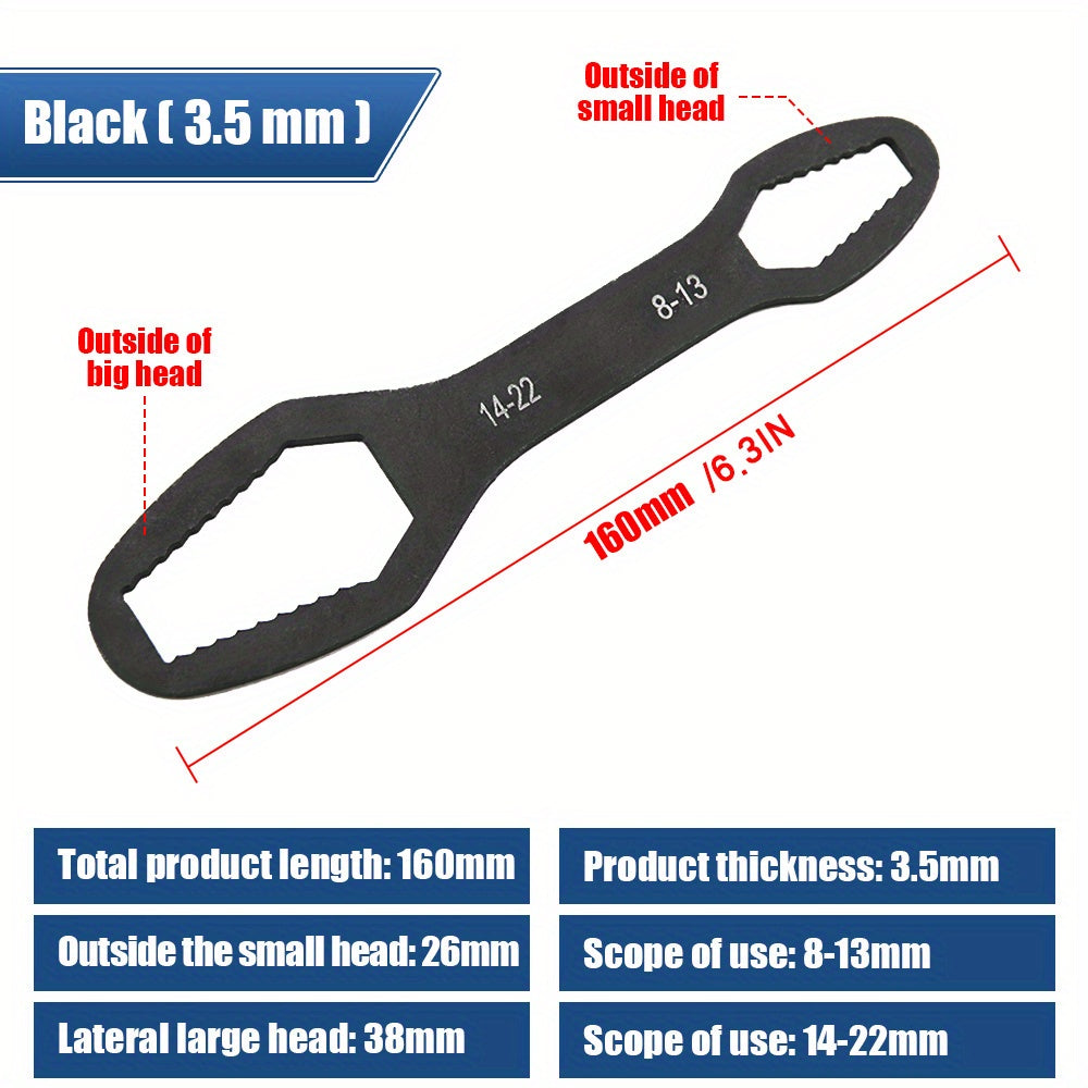 1pc 3.5mm Thickness 8-22mm Universal Torx Wrench Self-tightening Adjustable Glasses Wrench Board Double-head Torx Spanner Hand Tools For Fac