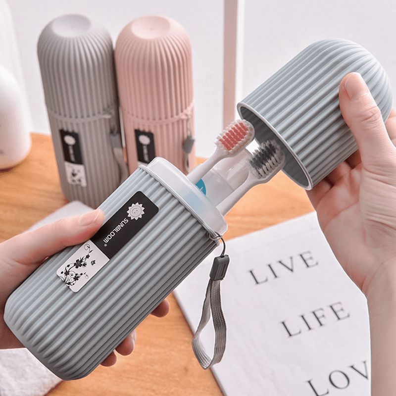 1pc Hypoallergenic Portable Travel Toothbrush Holder Set with Storage for Mouthwash and Toothpaste - Essential for Business Trips