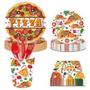 Pizza Paper Plates Color Food Party Plates and Napkins Disposable 68PCS Set US Local Shipping