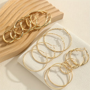 8 Pairs Set Of Hoop Earrings Alloy Jewelry Elegant Simple Style For Women Girls Daily Wear Delicate Set Gifts