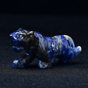 Gemstone Tiger Carving Figurine Room Decor Crystal Animal DIY Hand Made Design