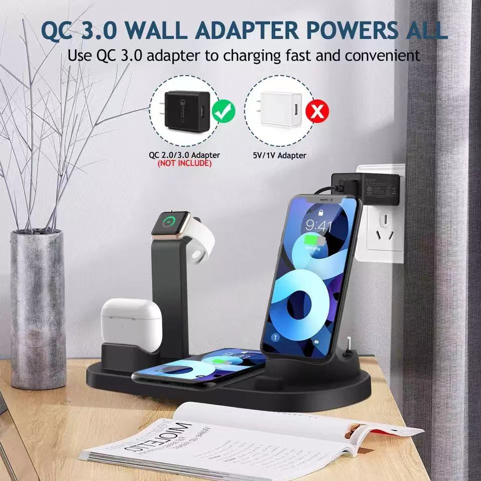 5 In 1 Wireless Charger Bracket Station Type-C Fast Charging Stand For IPhone 14 13 12 11 Pro Max Samsung Xiaomi Desk Chargers For Watch Air