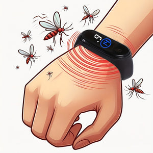 Black Electronic Mosquito Repellent Wristband – Comfortable Fit, Physical Insect Deterrent, Non-Toxic, Unisex Design for Fishing & Outdoor Activities, Includes 2 Button Batteries, Unisex Wristband | Stylish Bracelet | Modern Wearable | Physical