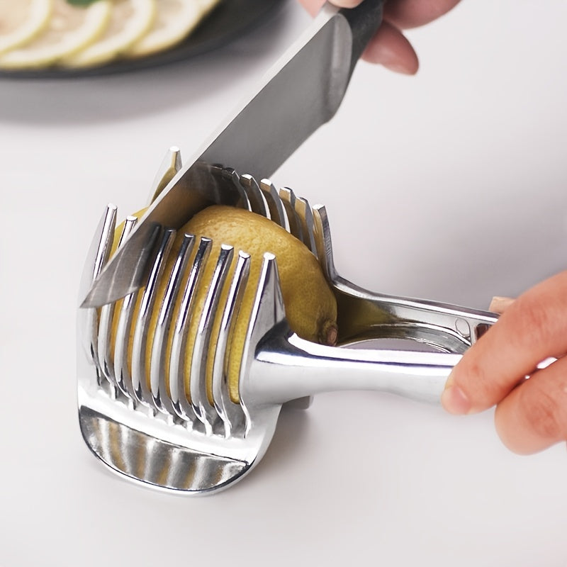 Slicer, Slice Tomatoes, Lemons, and Onions Effortlessly with this Stainless Steel Kitchen Utensil!