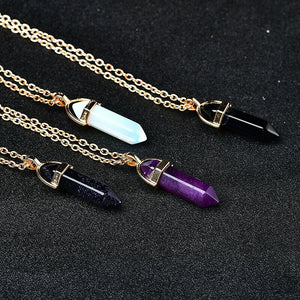 Crystal Gemstone Necklace Quartz Pendulum Shaped Pendent Healing Reiki Gift