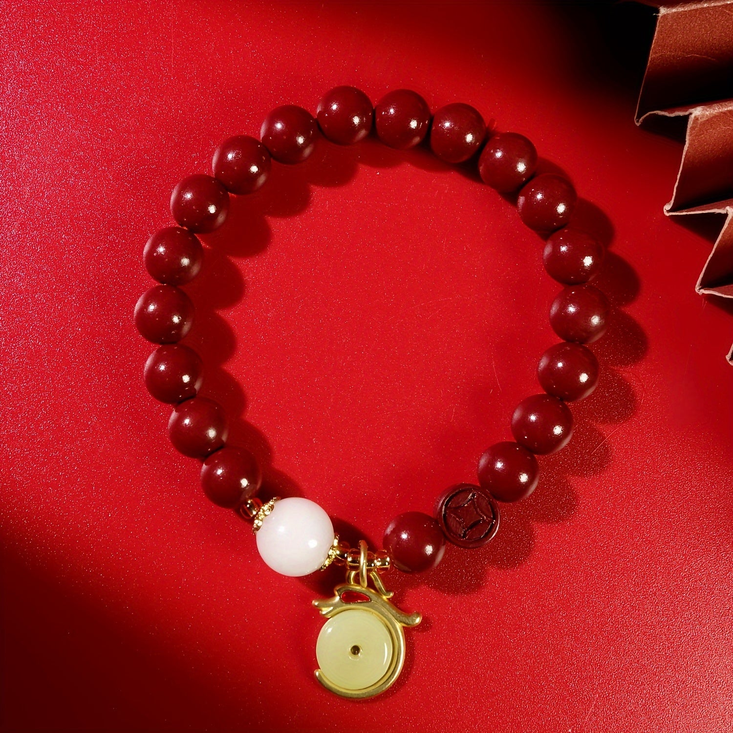 1pc Cinnabar Bracelet, Dragon Year Spring Festival Bracelet, Men And Women Lucky Jewelry Gift