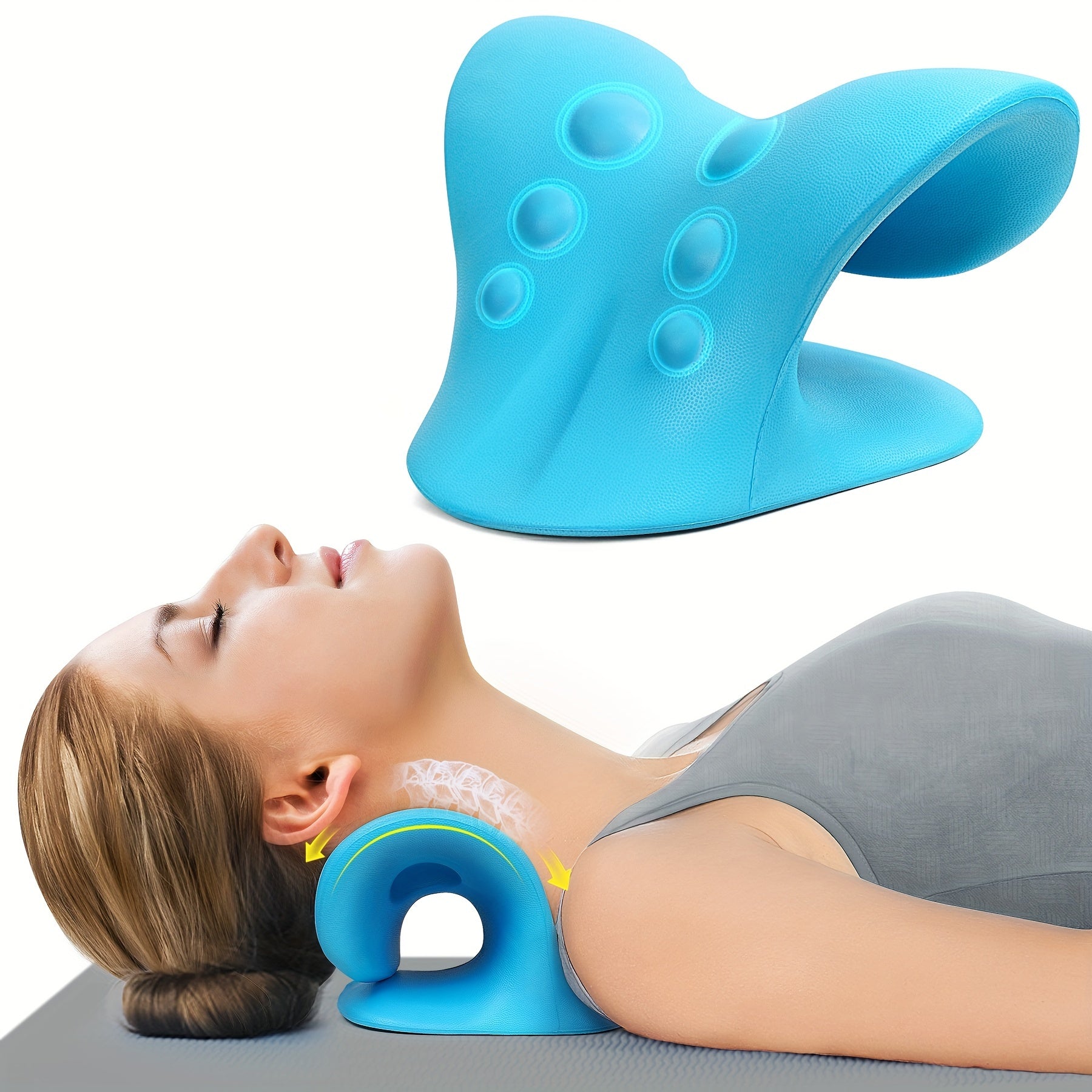 Portable EVA Neck & Shoulder Relaxer Pillow – Cervical Traction for Spine Alignment and Tension Relief, Medium Firmness