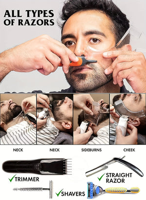 Multi-Style Beard Shaping Tool for Men - Power-Free, Hypoallergenic Shaping for Jaw, Cheek & Neck, Compatible with All Trimmers