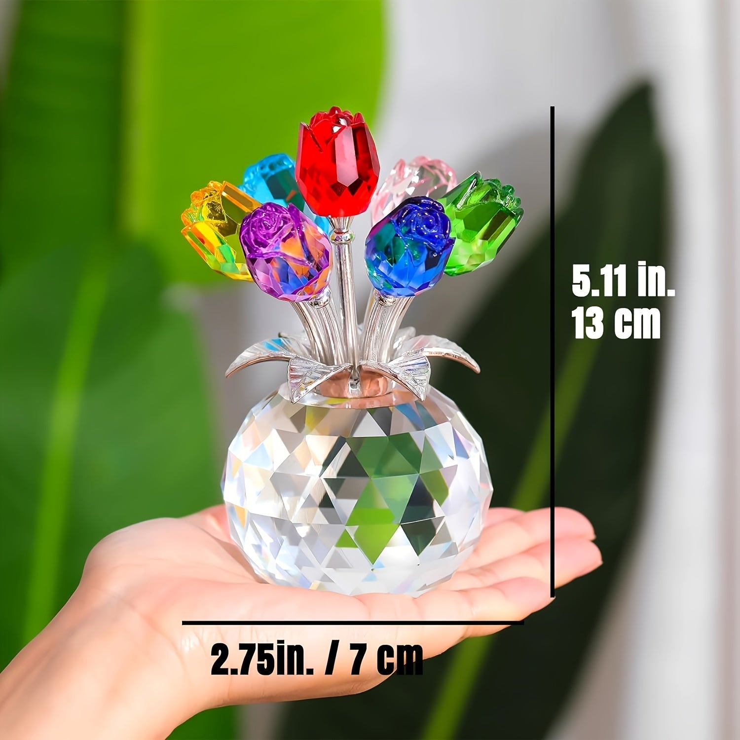 Colored Artificial Rose Bouquet - Crystal Rose Bouquet for Anniversaries, Mother's Day, Father's Day, Christmas, Valentine's Day, And Nation