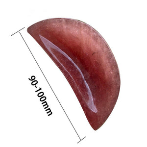 1pcs  Natural Strawberry Quartz  Moon Shape Crystal Bowl Hand Carved Rough Stone Healing Gemstone Home Decor