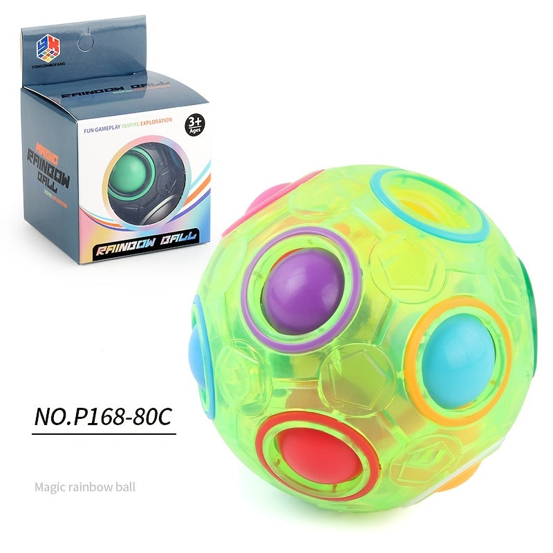 1pc Rainbow Puzzle Ball Fidget Ball, Decompression Stress Relief Fidget Toy For Adults Kids, 12-hole Mixed Color Magic Ball Toy