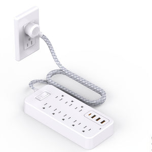 [Multi-socket Power Expander] 12-in-1 Multi-socket Power Expander - Power Board Surge Protector with 8 Wide Sockets, 3 USB, 1 Type-C - A Must-have Travel Item