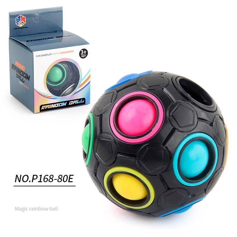 1pc Rainbow Puzzle Ball Fidget Ball, Decompression Stress Relief Fidget Toy For Adults Kids, 12-hole Mixed Color Magic Ball Toy