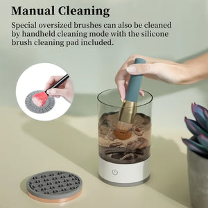 USB-Powered Electric Makeup Brush Cleaner & Dryer – Automatic Spinning Design with Heating Function, Transparent Cylinder for Easy Visibilit