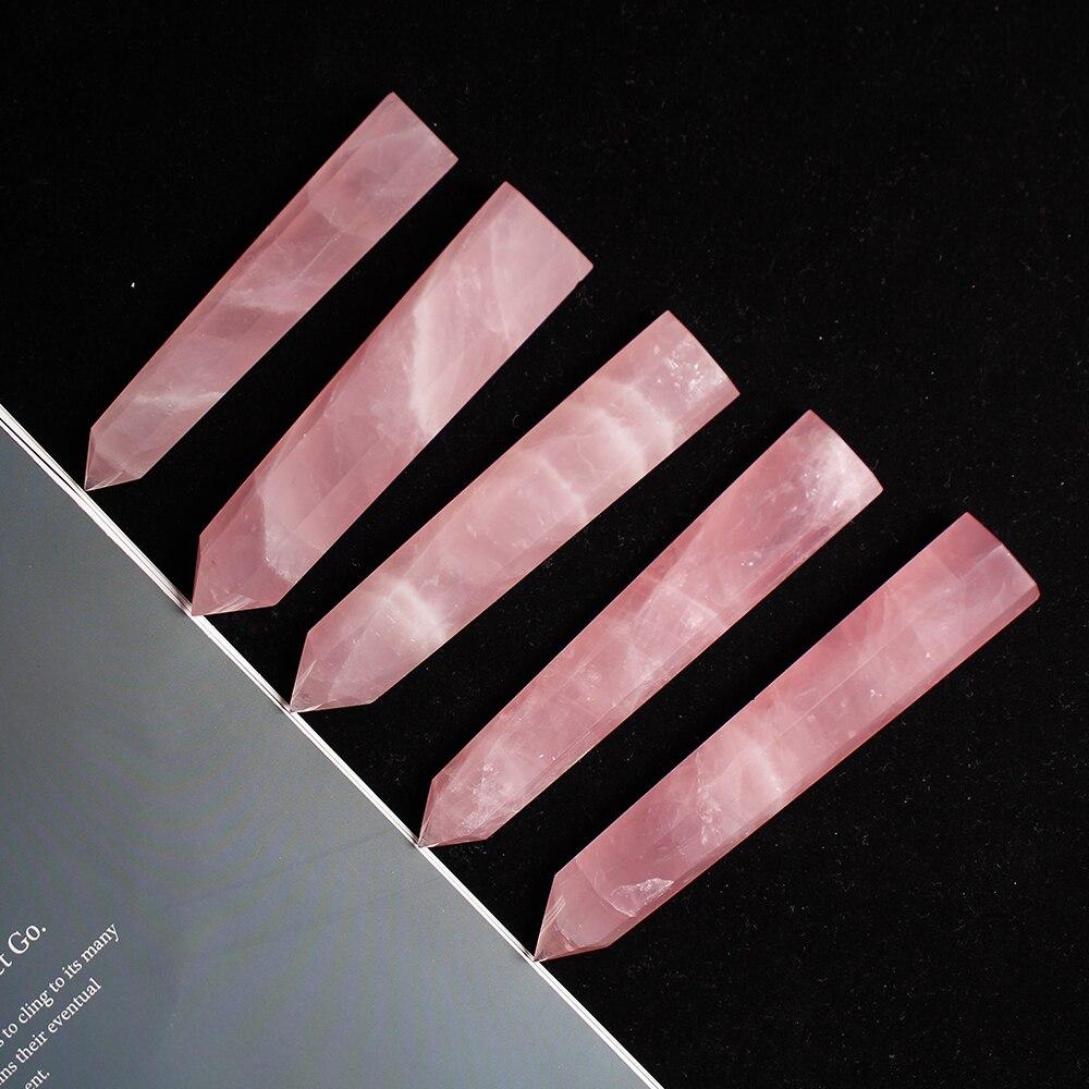 1pc Natural rose quartz crystal point  Pink crystal column Hand polished hexagon for Home Furnishing decoration