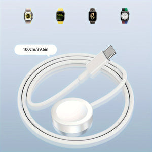 3.3ft Magnetic USB-C Fast Charging Cable for Apple Watch Series 2-9, Durable ABS & TPE, Scratch-Resistant, Efficient Heat Dissipation, Watch Series Compatibility|Compact USB Cable|Durable Abs Material