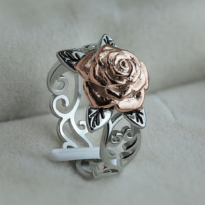 1pc New Double Color Rose Ring Men's Flower Engagement Wedding Jewelry