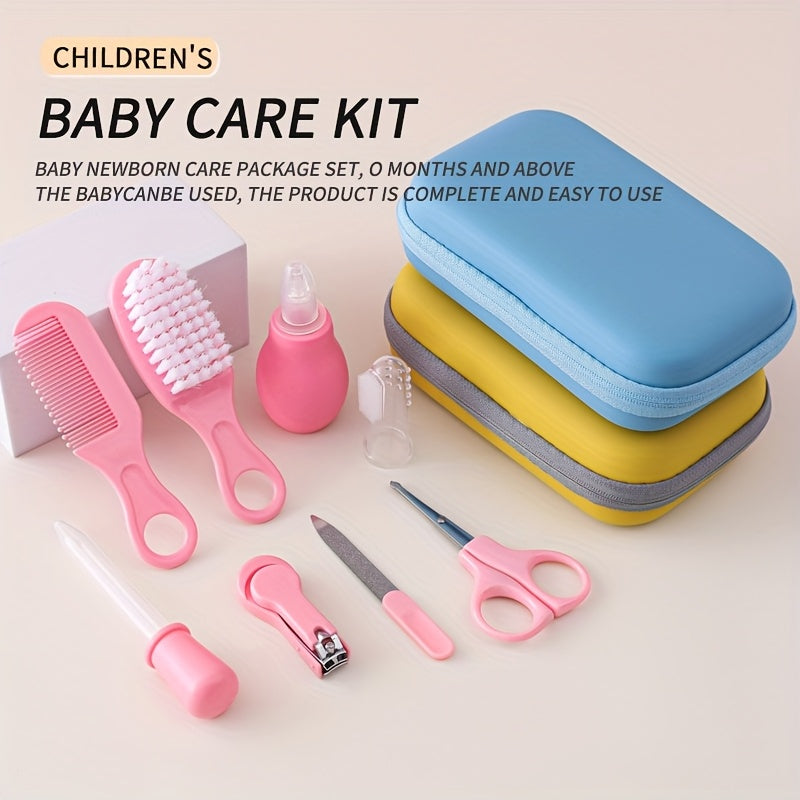 8pcs Baby Care and Beauty Kit, 8-in-1 Portable Safety Grooming Set with Nail Clippers, Comb, Brush, and Nose Cleaner, Suitable for Shower Gifts