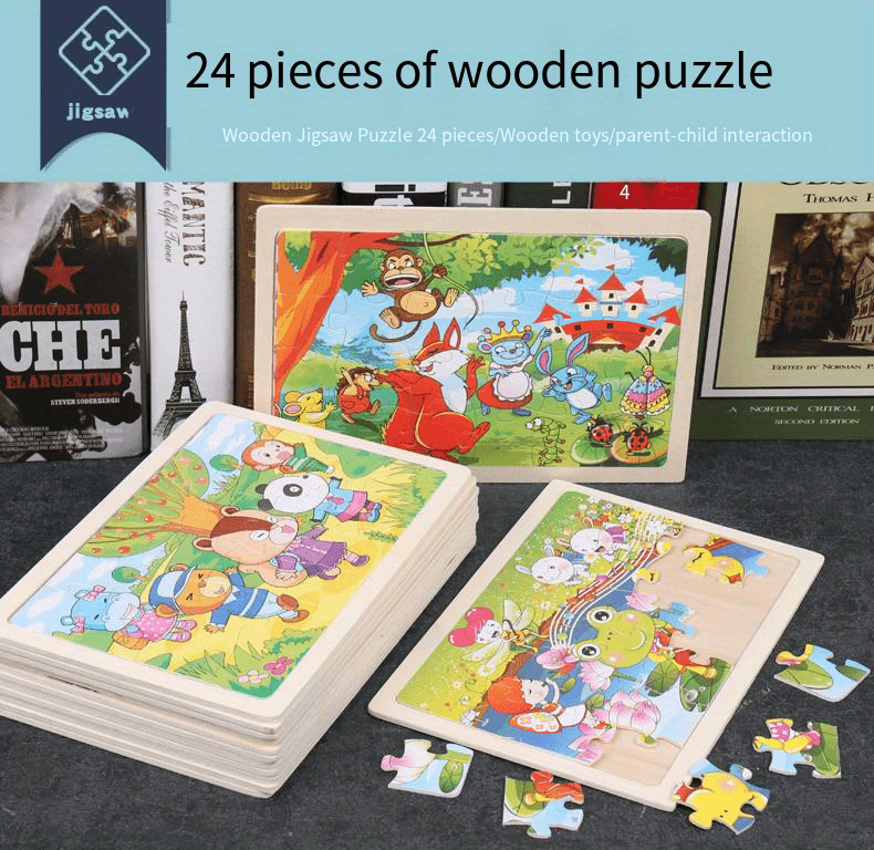 24-Piece Wooden Animal Puzzle - Perfect for Early Education & Fun! ,Halloween,Christmas,Thanksgiving Day gift