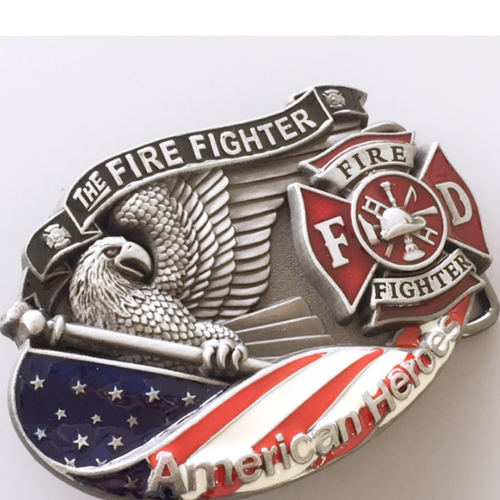 New Vintage American Hero Firefighter Fire Enamel Belt Buckle US Local Shipping