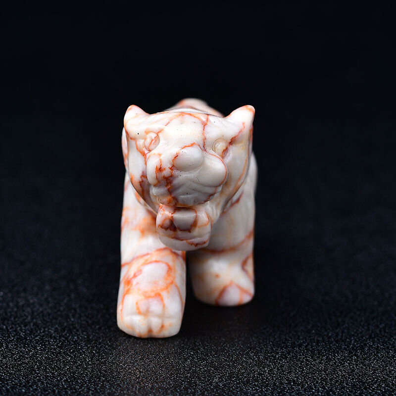 Gemstone Tiger Carving Figurine Room Decor Crystal Animal DIY Hand Made Design