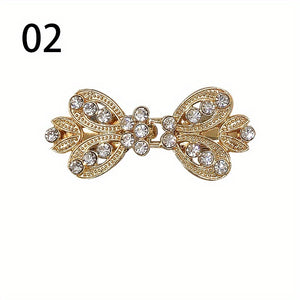 1pc, With Clip New Rhinestone Sweater Clip Alloy Cloak Buckle Collar Clip Silk Scarf Buckle Women's Waist Fixed Brooch, Embroidery Applique