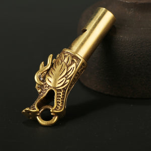 Loud and Durable Solid Brass Dragon Head Emergency Whistle for Survival