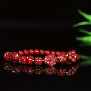 Natural Cinnabar High Quality Bracelet Ethnic Style Bracelet Good Luck Bracelet Men Women Bracelet