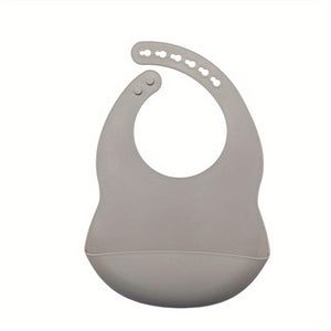 1pc Baby Soft Bib, Simple Plain Color Blank Pattern Adjustable Size Silicone Bib For 1 Year Old + ,Christmas, Halloween, Thanksgiving Day Gi