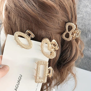 Elegant Small Hollow Hair Grip, Golden Metal Hair Clips, Women Girls Daily School Casual Decor Hair Accessories, Gift Photo Props