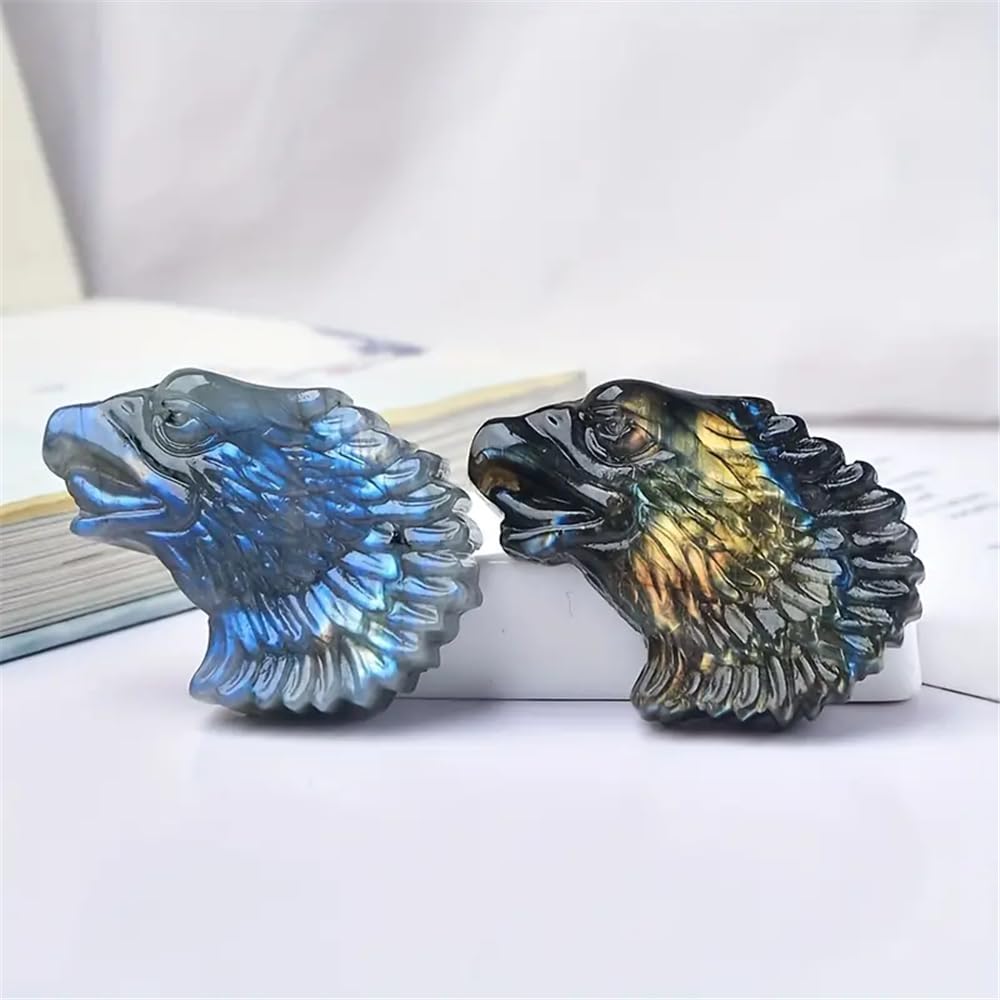 Beautiful Natural Labradorite Carving Wing Ornments Healing Crystal Skull Collectible Figurines Reiki Decor