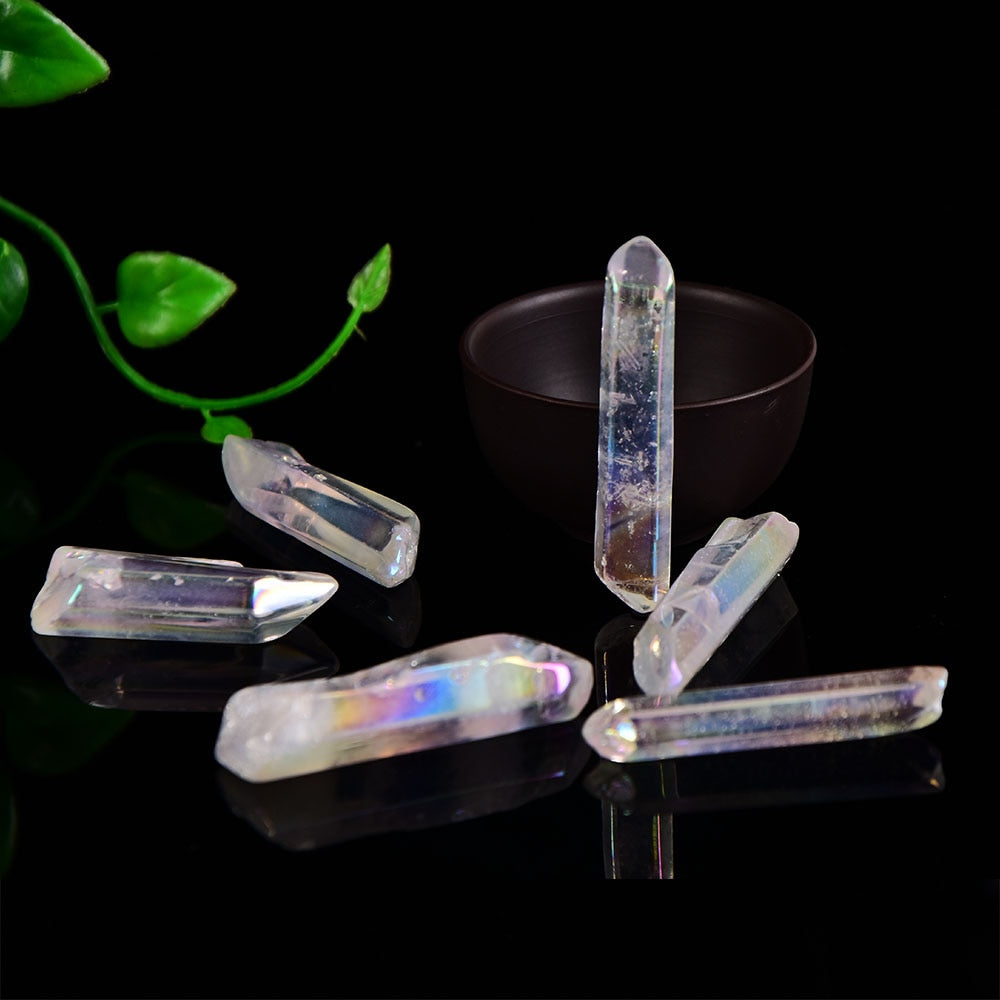 2PCS Natural Crystal Raw Crystals Electroplate Crafts colorful Quartz Collection Home Decor Crystal Point Healing Stone