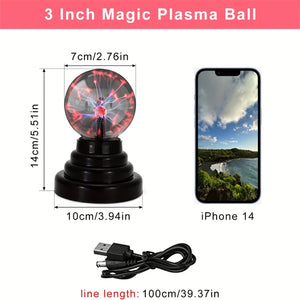 1pc Plasma Ball Lamp Light, 3 Inch Touch Sensitive Magic Plasma Ball USB/Battery Powered Nebula Sphere Globe Novelty Toy For Parties, Prop, Bedroom, Home Decorations