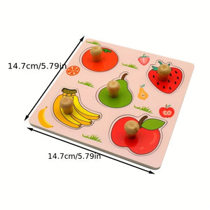 Children's Hand Scratching Board, 3D Puzzle Wooden Toys, Children's Baby Montessori Early Education Fruit Cognitive Puzzle Toys, Wooden Hand